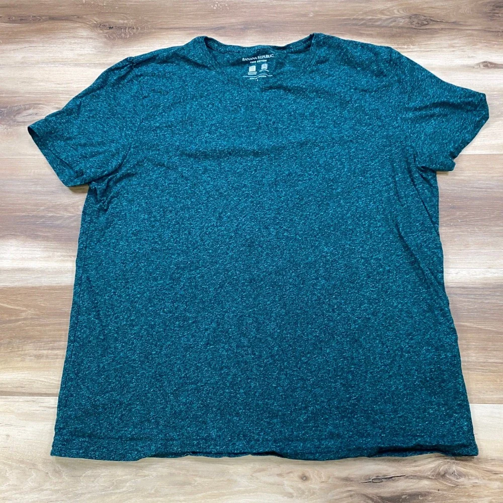 Banana Republic Tech Cotton T-Shirt Mens L Minimalist Heather Teal Performance